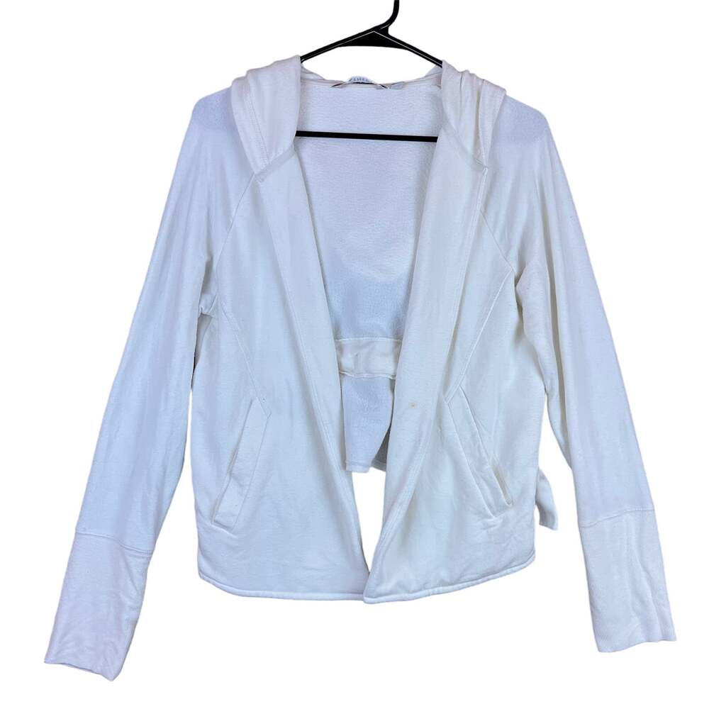Athleta Womens Cardigan White Clarity Cinch Hoodie Long Sleeve Stretch Small